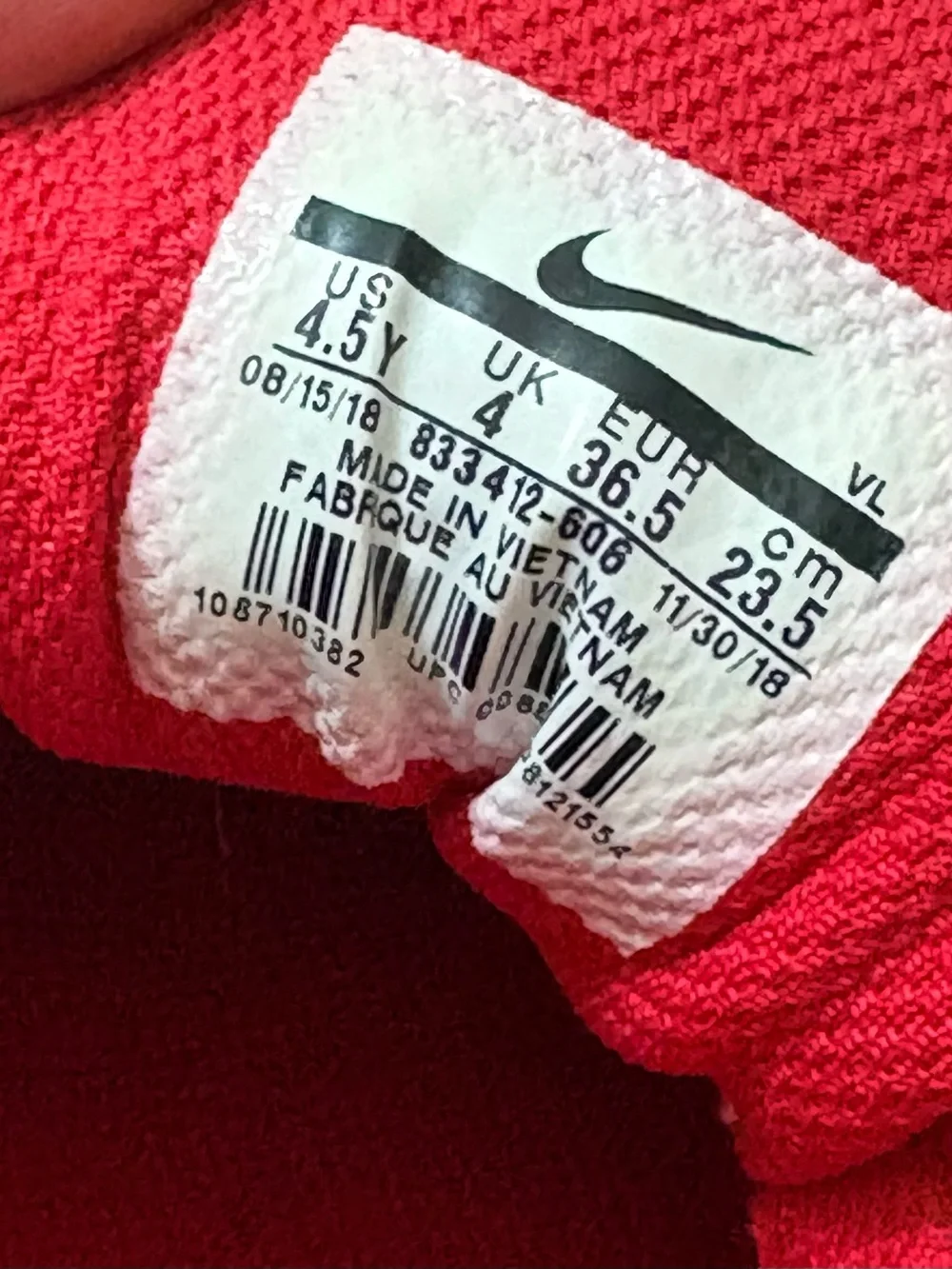 Nike Kids Red Air Max Sneakers Size 4.5Y - Used